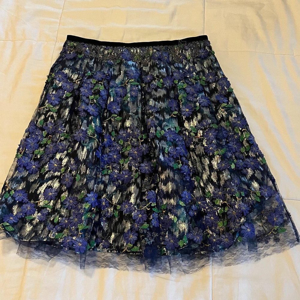 Elie Tahari Nicolette Floral Applique Skirt - Picture 11 of 11